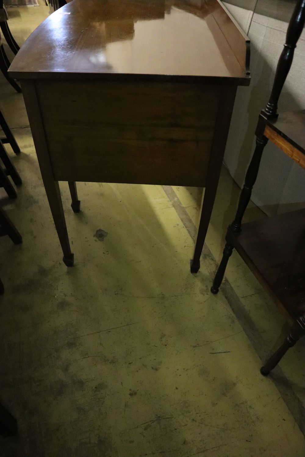 A George III mahogany bow fronted sideboard, width 137cm depth 67cm height 84cm